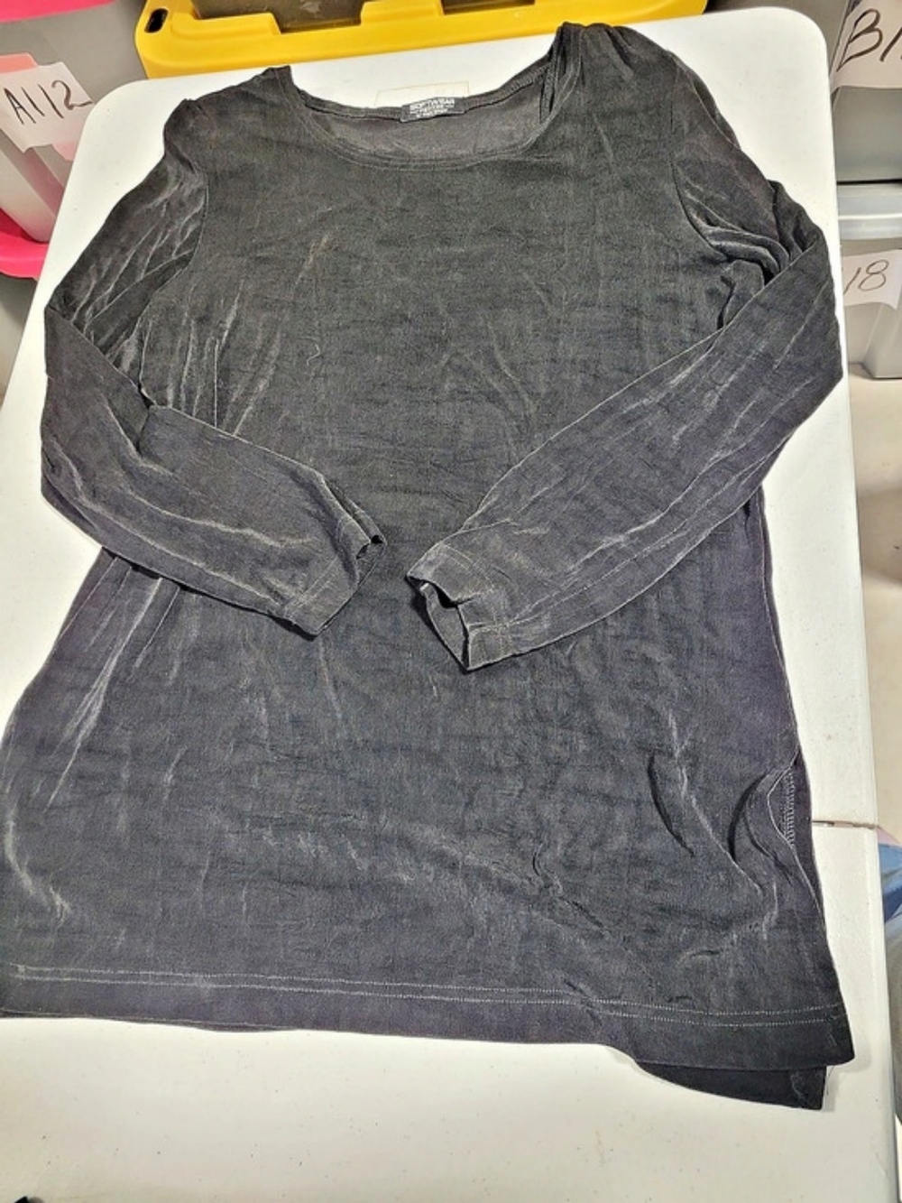 Softwear Petites by Mark Singer Long Sleeve Tee in Black Size Medium